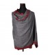 Natural Dark Grey Cashmere Shawls With Light Red Border